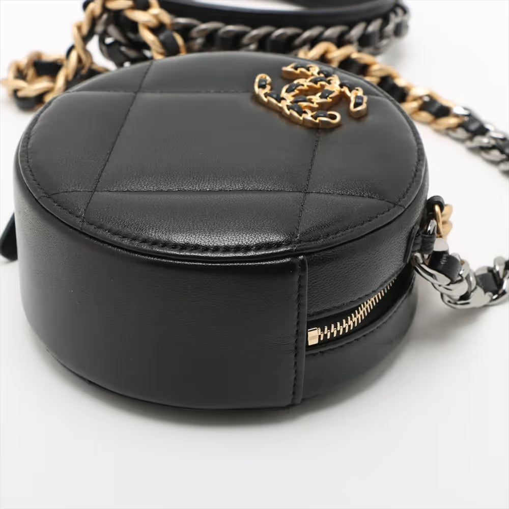 Chanel Chanel 19 Lambskin Round Chain Shoulder Bag Black