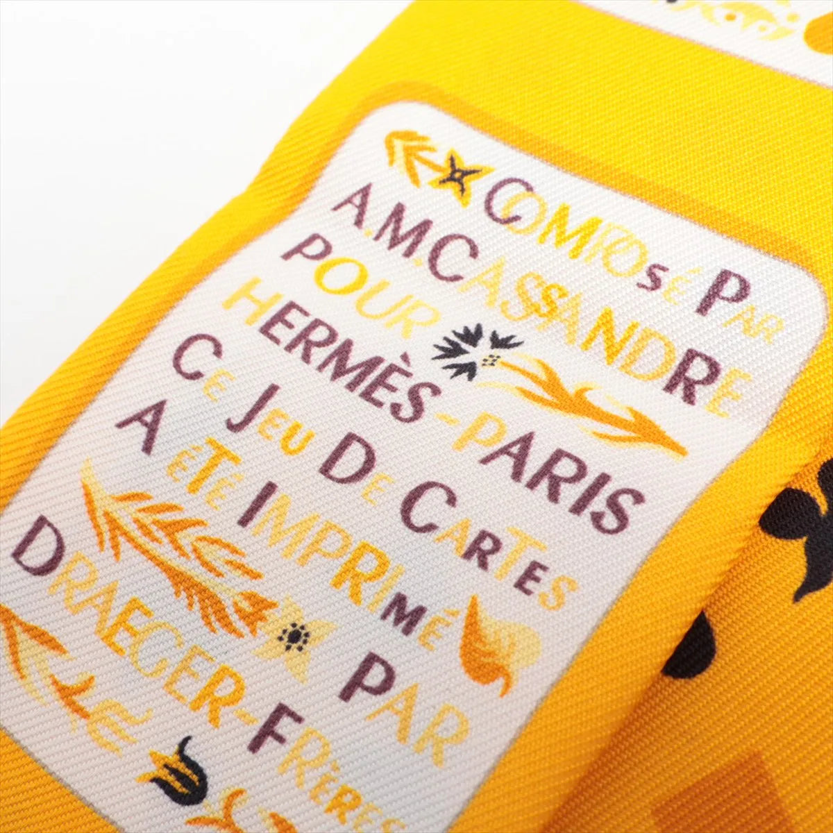 Hermes Twilly Jeu de Cartes Judo Scarf Silk Yellow