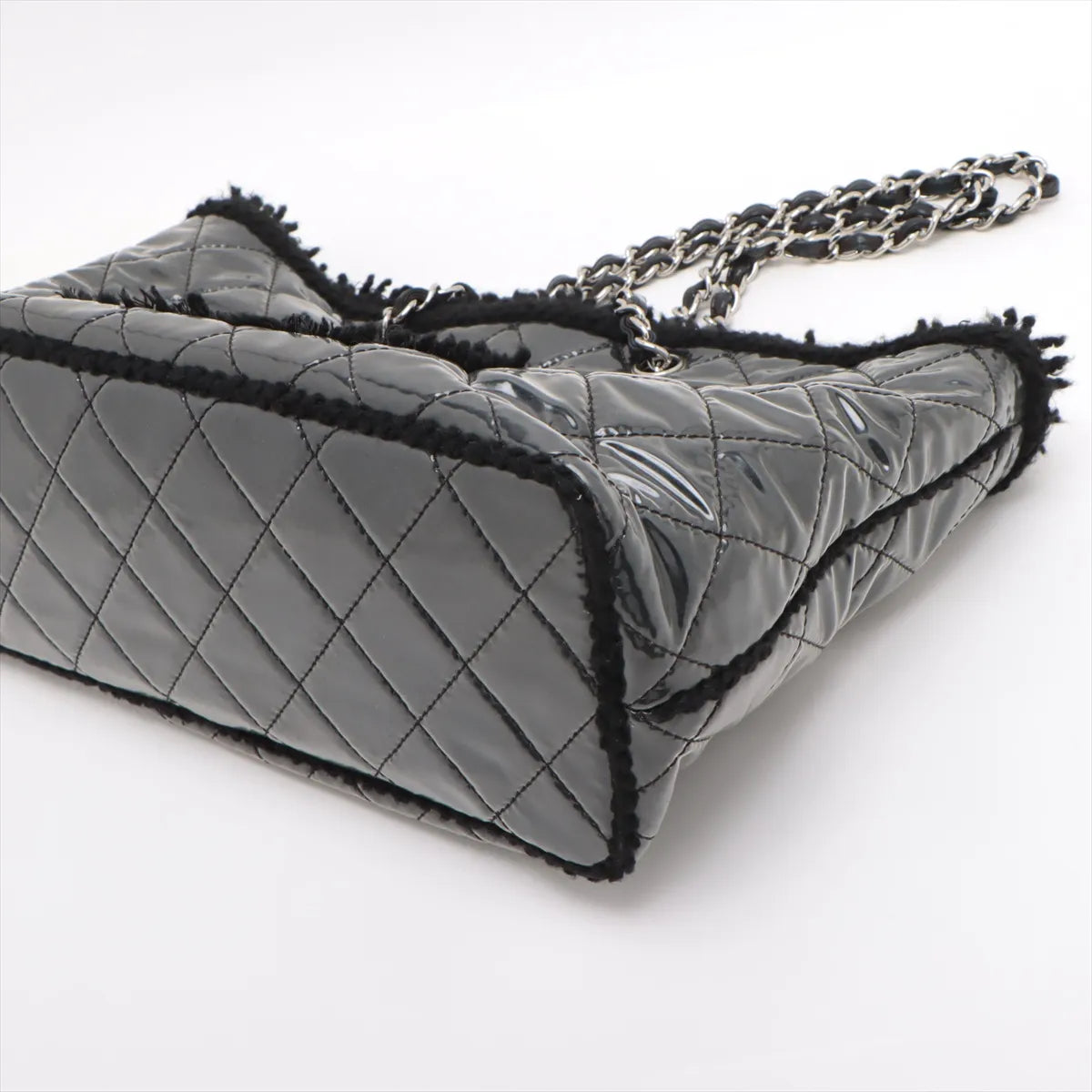 Chanel Matelasse Vinyl x Boa Chain Tote Bag Black