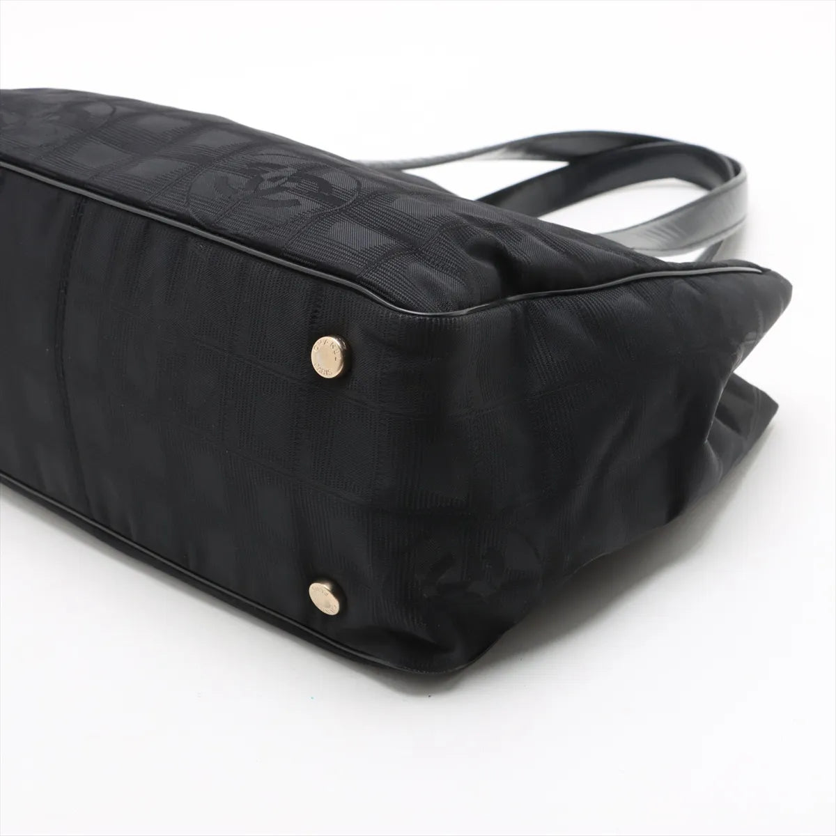 Chanel CC Logo New Travel Line Nylon Leather Tote Bag Black