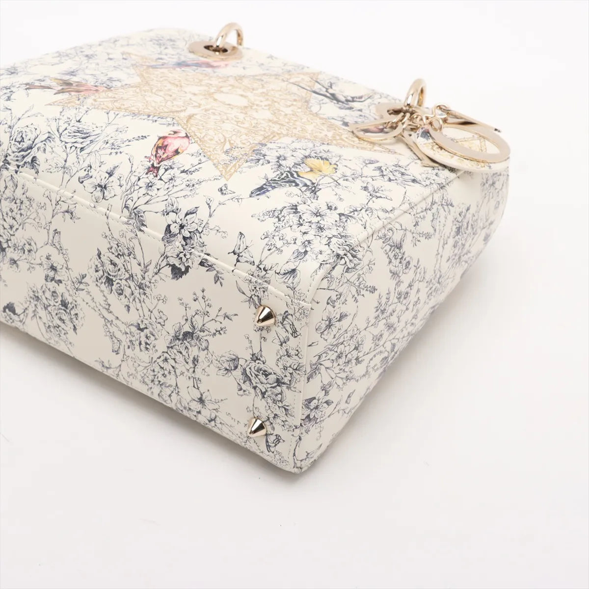 Christian Dior Lady Dior Floral Two-Way Handbag White