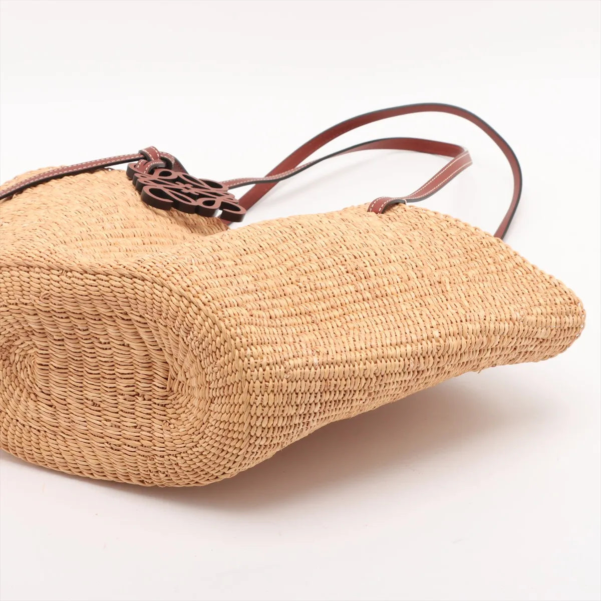 Loewe Small Basket Elephant Straw Bag Beige x Brown