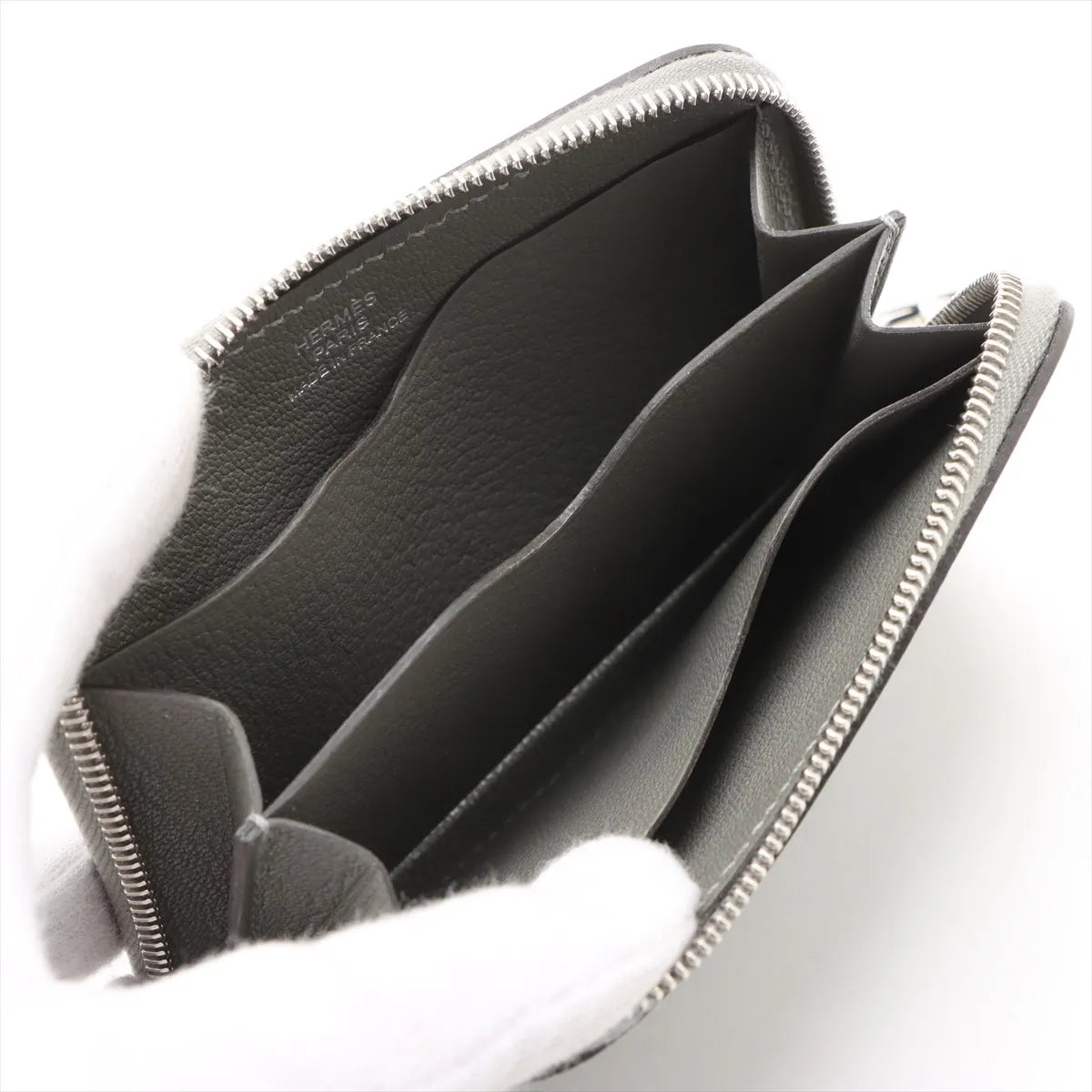 Hermès Zip And Go Evercolor Coin Purse Gray