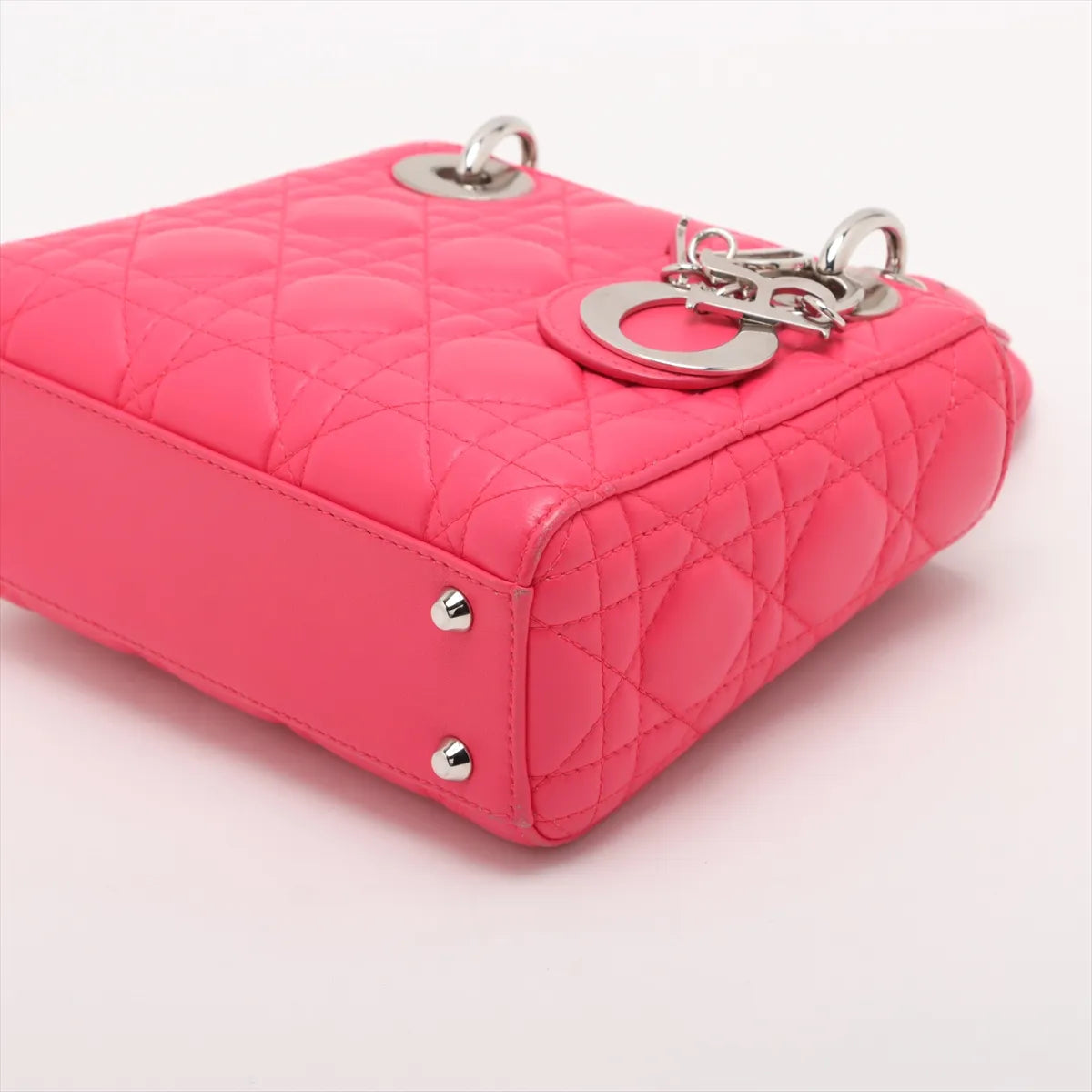 Christian Dior Lady Dior Mini Cannage Leather Two-Way Handbag Hot Pink