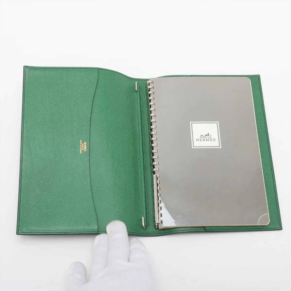 Hermès Agenda Leather Notebook Cover Navy Blue x Green