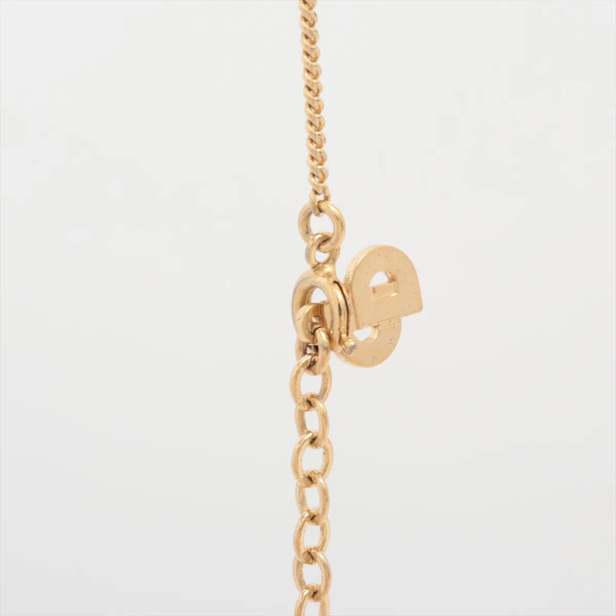 Christian Dior CD Logo Teardrop Rhinestone Pendant Necklace