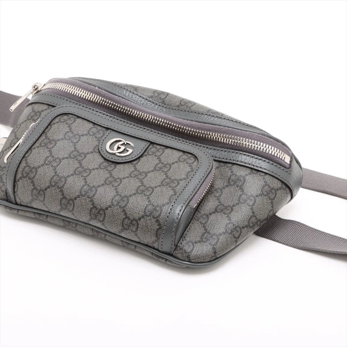 Gucci GG Supreme Leather Sling Belt Bag Gray