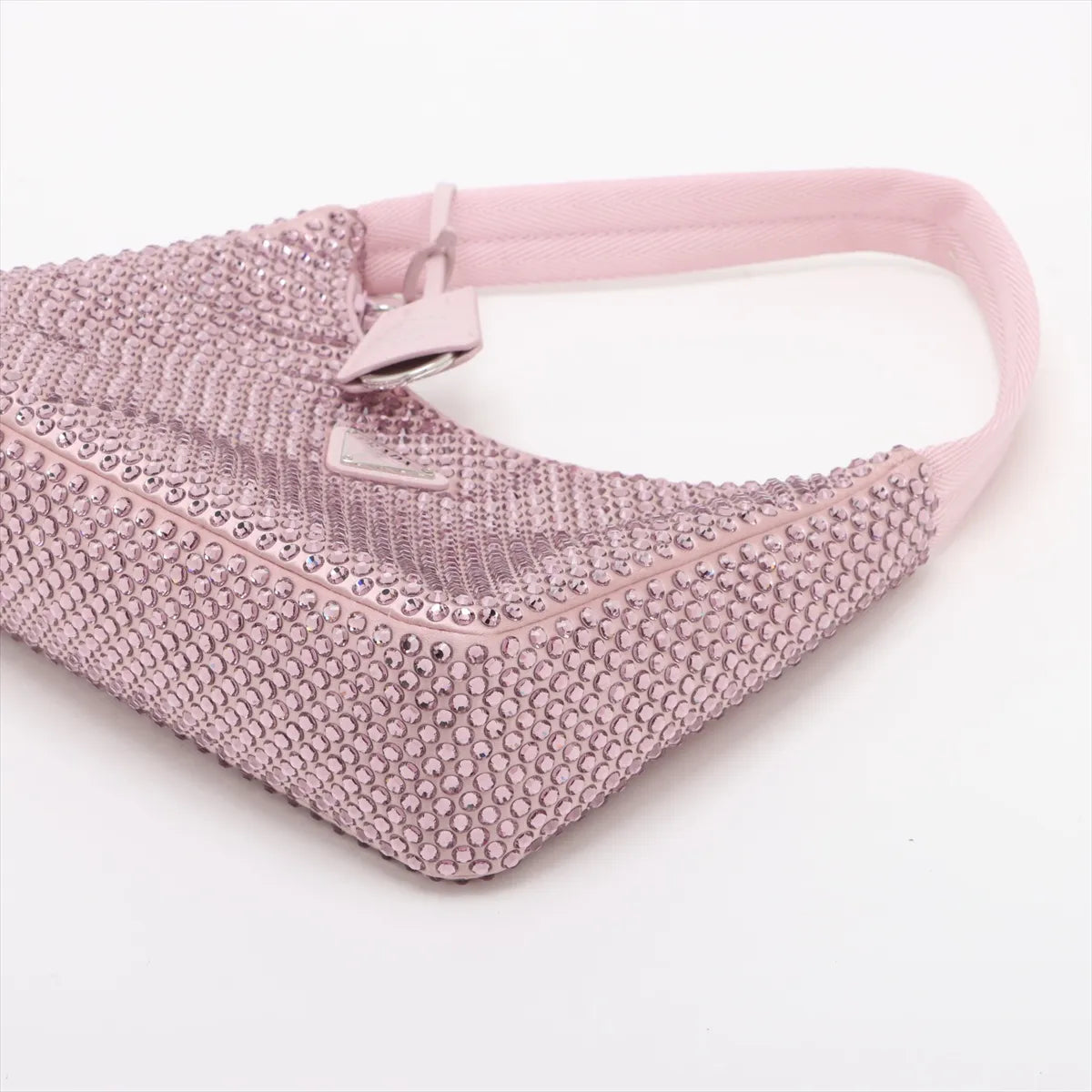 Prada Re-edition Satin x Rhinestone Shoulder Bag Pink