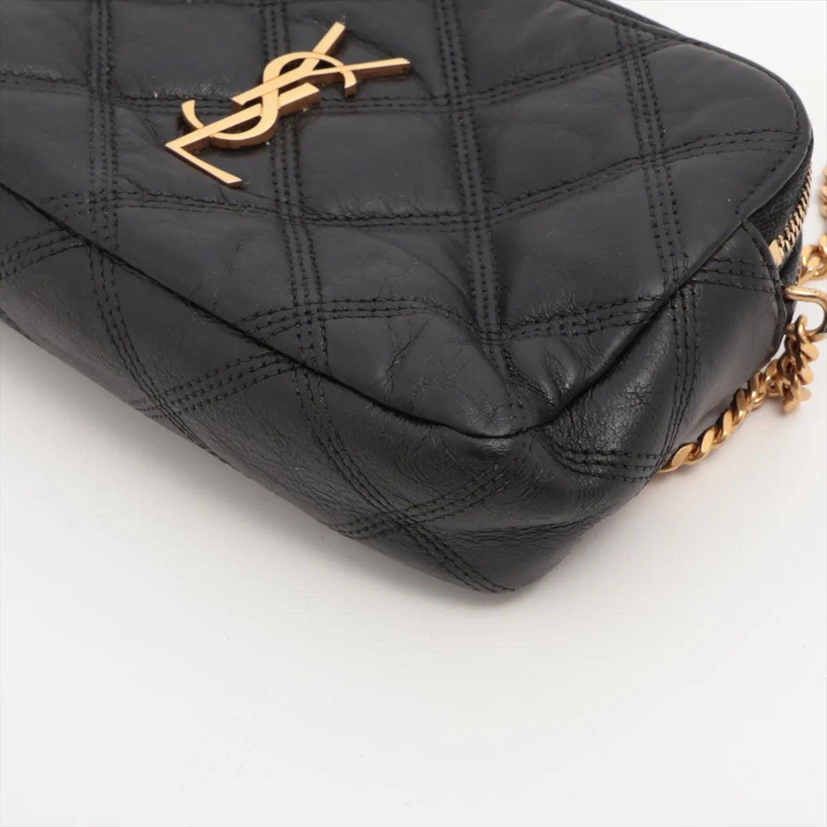 Saint Laurent Paris Becky Leather Chain Shoulder Bag Black