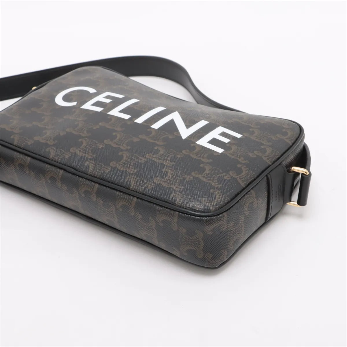 Celine Triomphe Medium Messenger Bag Black x Brown