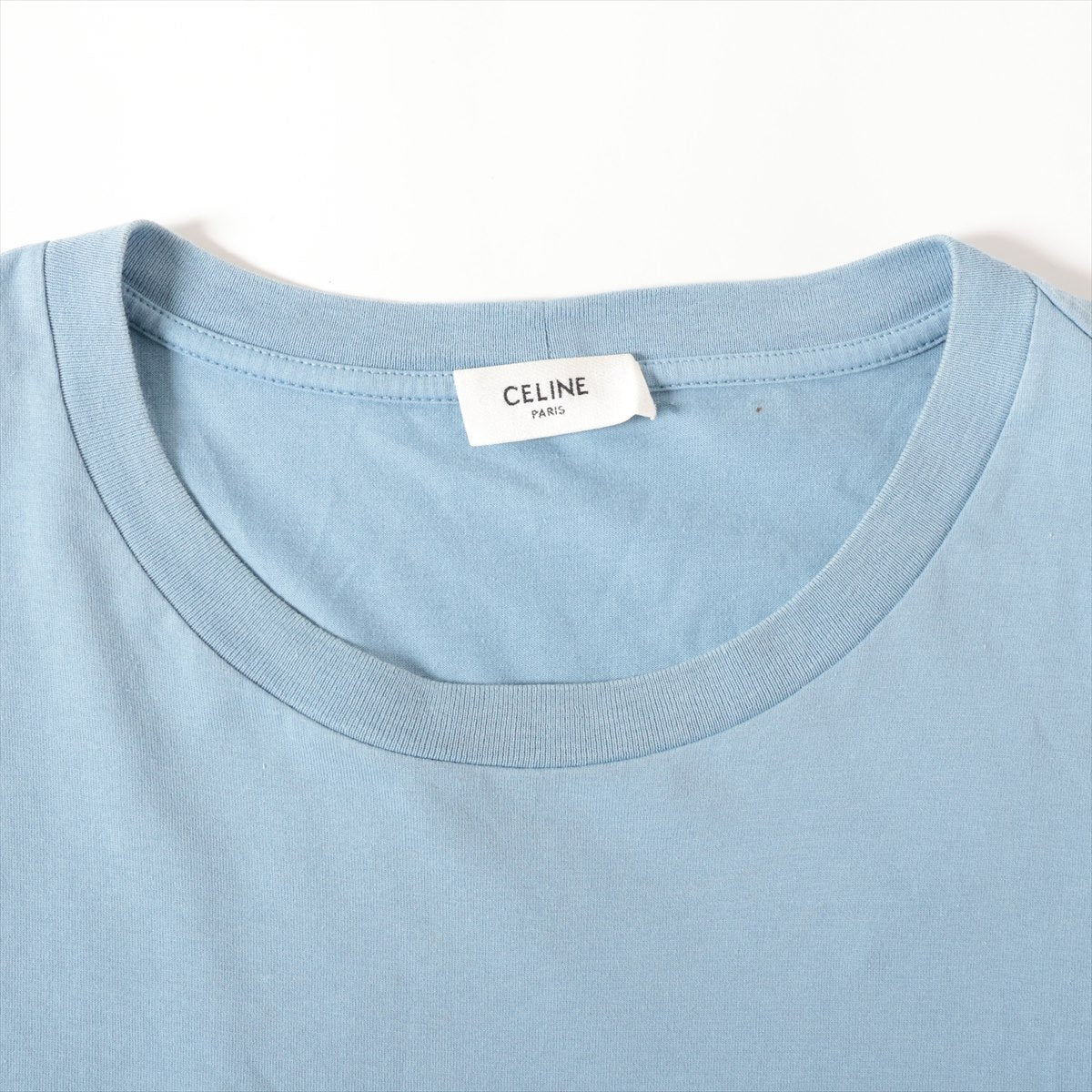 Celine Logo Cotton T-shirt Light Blue