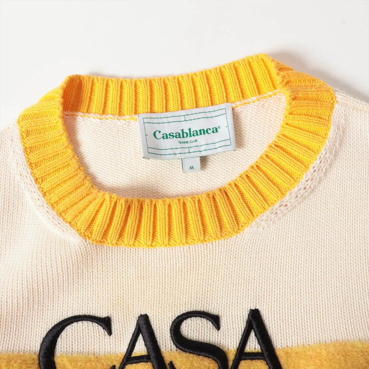 Casablanca Logo Cotton Knit Sweater Ivory x Yellow