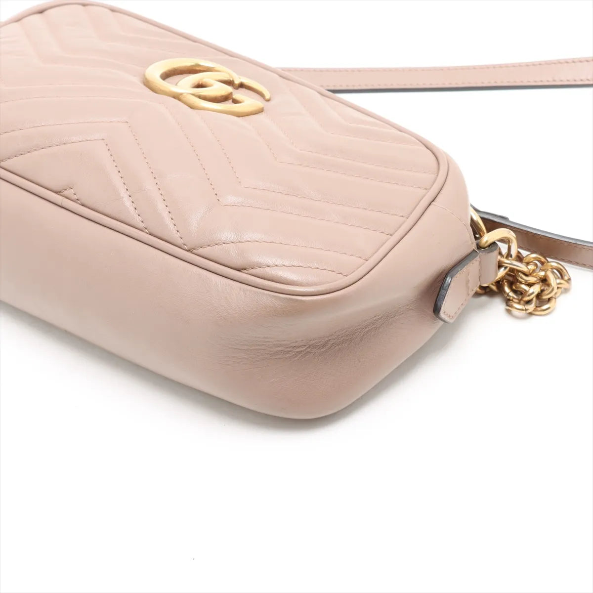 Gucci GG Marmont Chevron Leather Shoulder Bag Pink