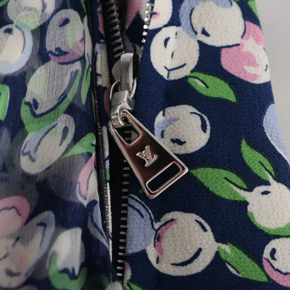 Louis Vuitton Floral Silk Acetate Skirt Navy Blue