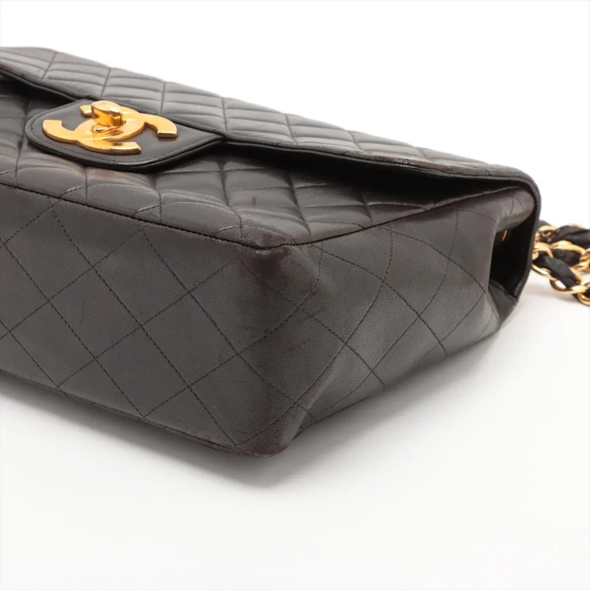 Chanel Dekamatrasse 30 Large Lambskin Double Flap Double Chain Bag Black