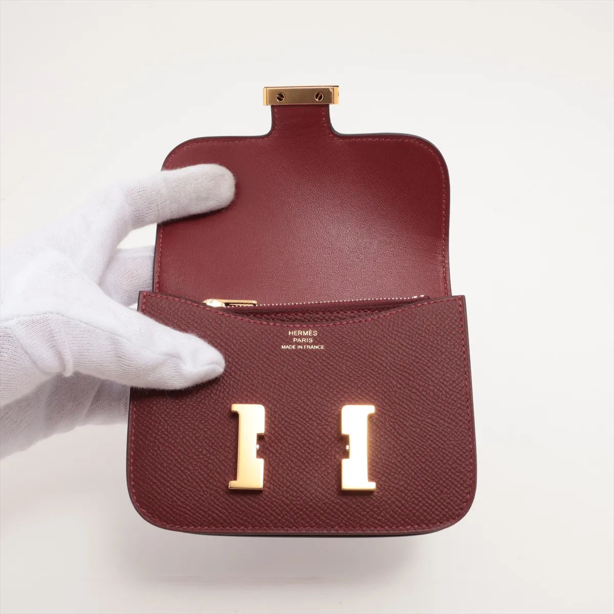 Hermes Constance Slim Veau Epsom Coin Purse Red
