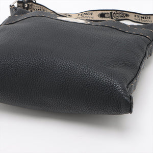 Fendi Selleria Leather Crossbody Bag Black