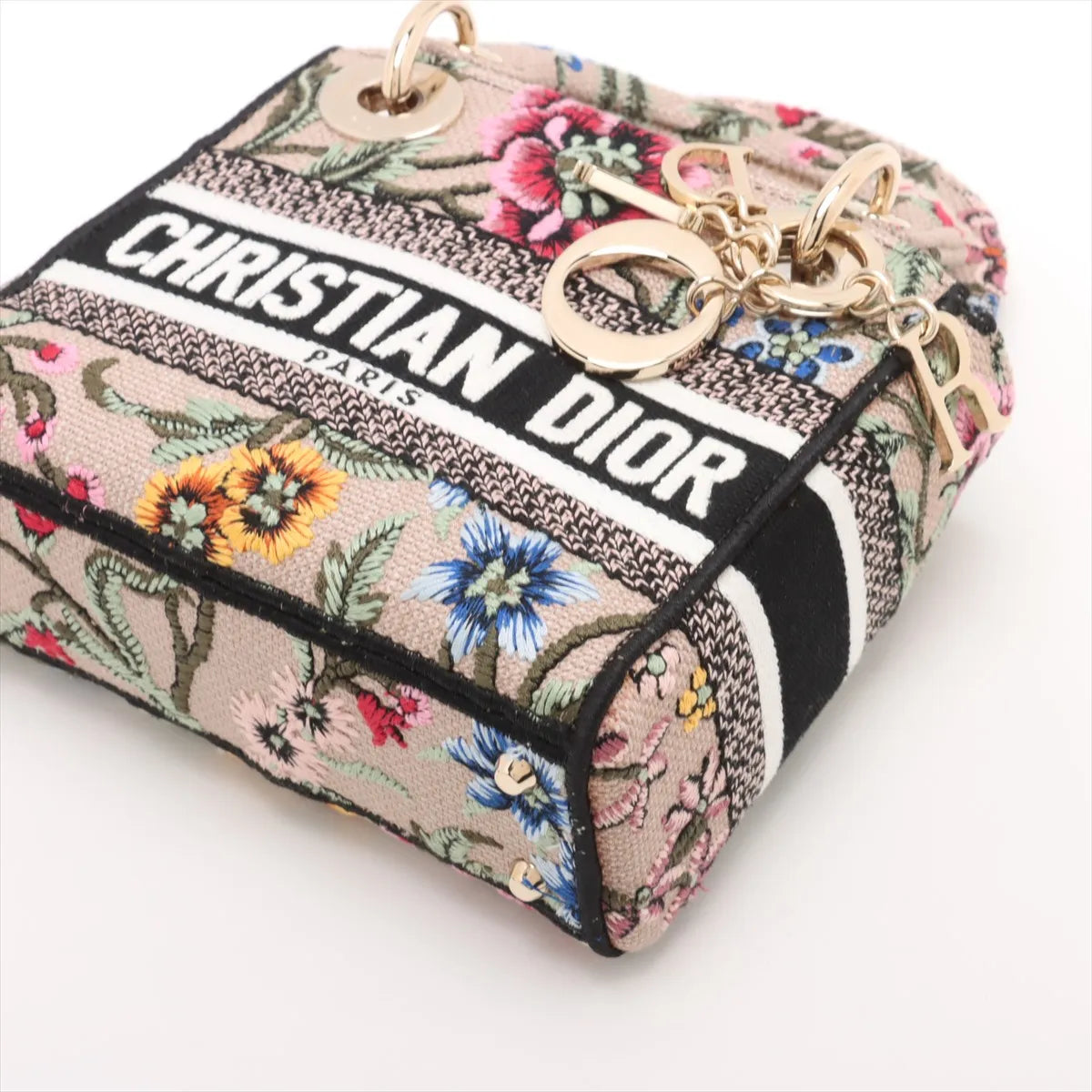 Quality Christian Dior Lady D-Light Floral Mini Canvas Two-Way Handbag Multicolor
