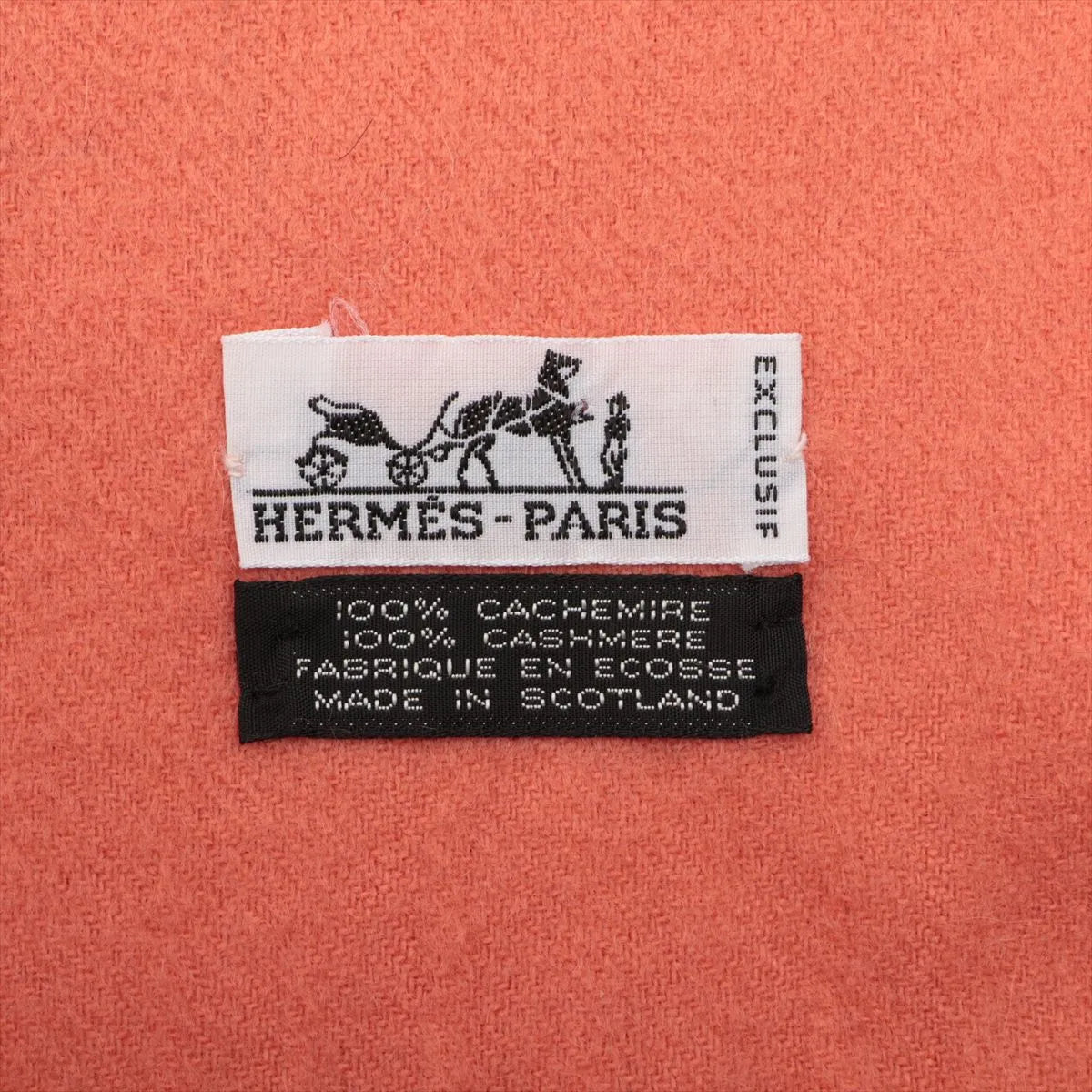 Hermes Logo Cashmere Scarf Salmon Pink