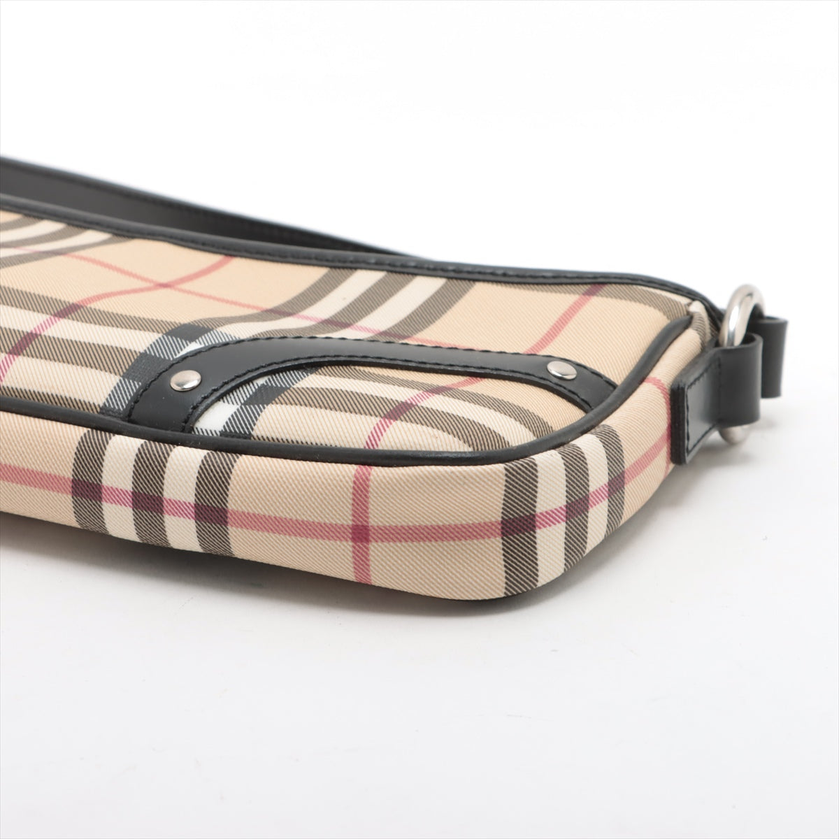 Burberry Nova Check Leather Baguette Bag Beige×Black