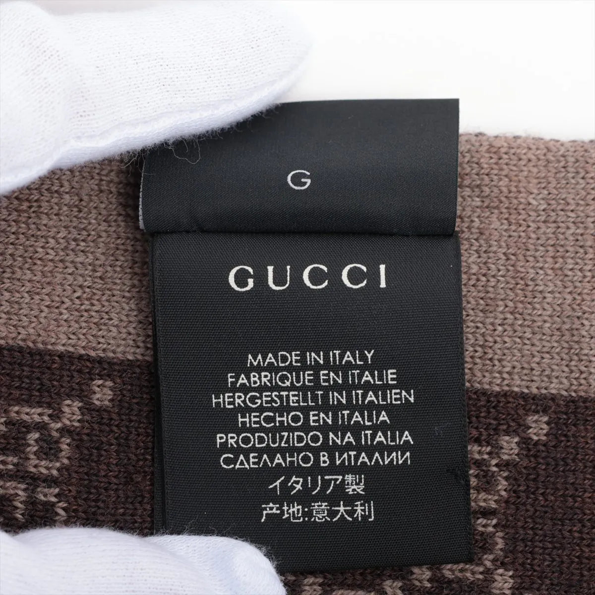 Gucci GG Logo Wool Scarf Brown