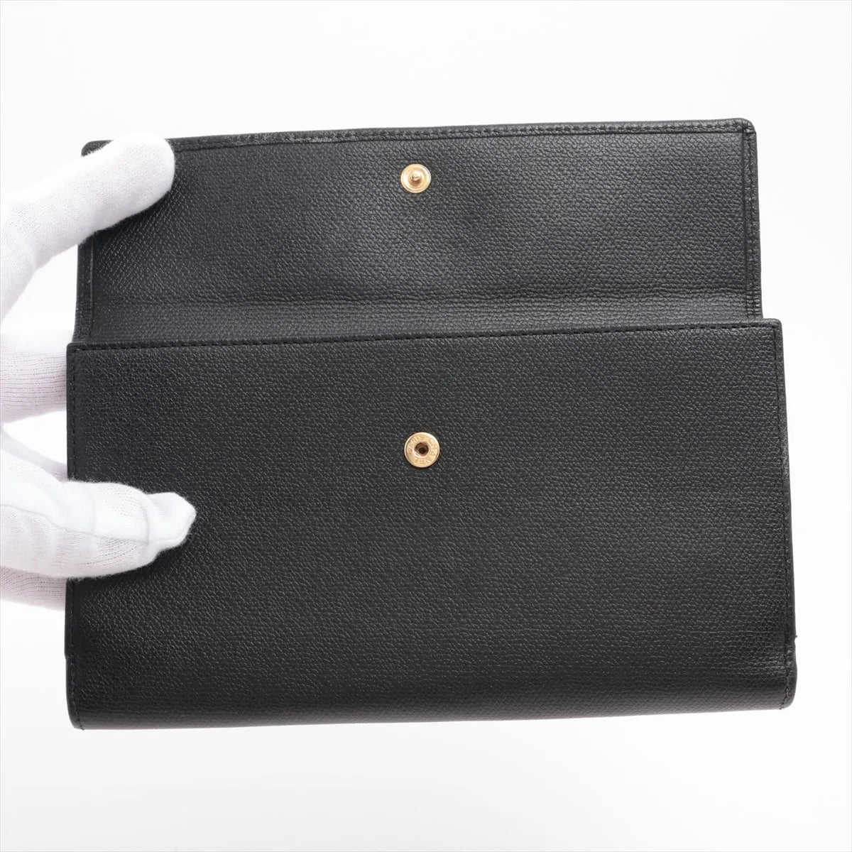 Chanel CC Logo Button Leather Long Wallet Black