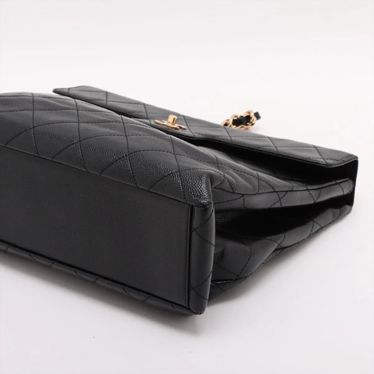 Chanel CC Logo Matelasse Caviar Skin Chain Shoulder Bag Black