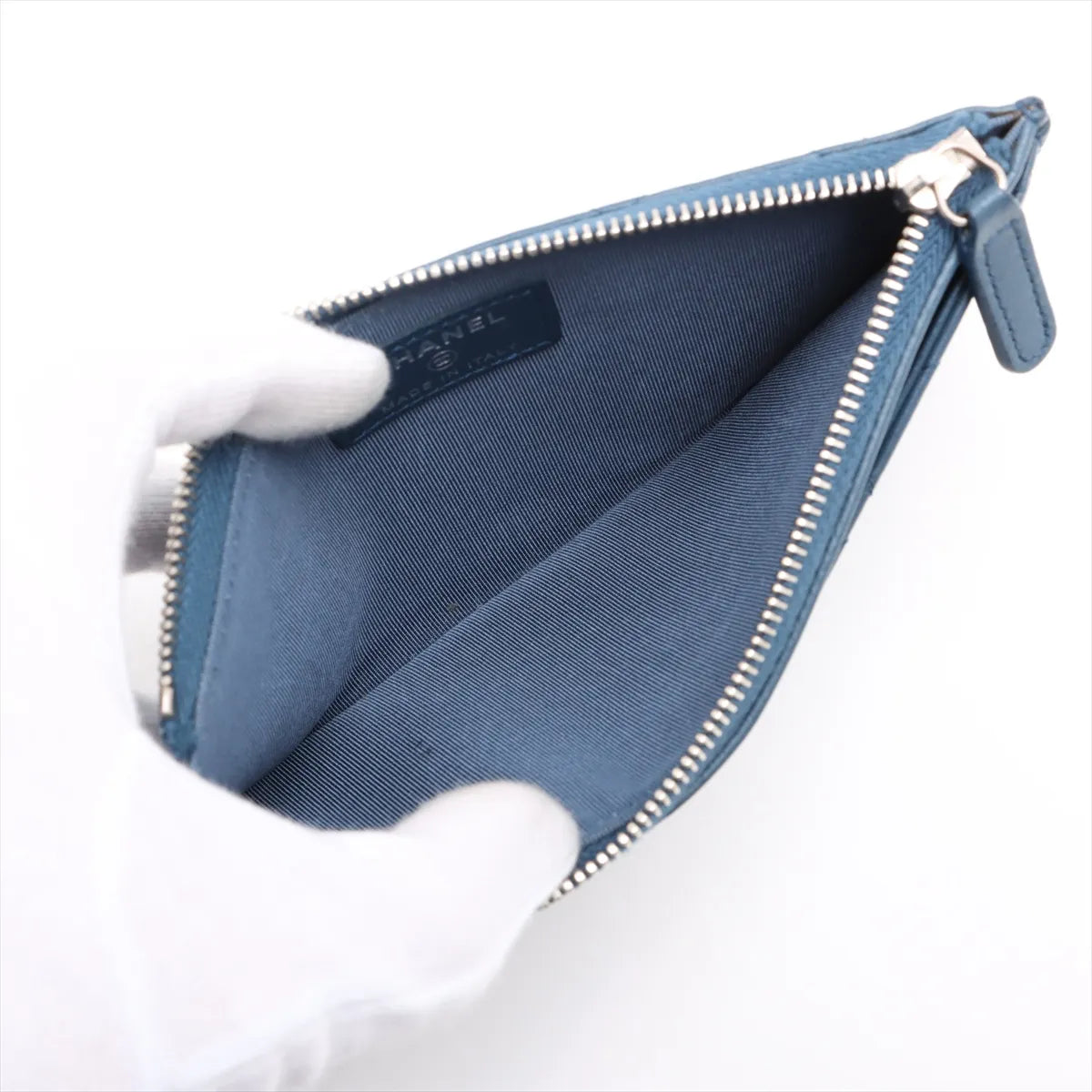 Chanel CC Logo Matelasse Lambskin Long Wallet Blue