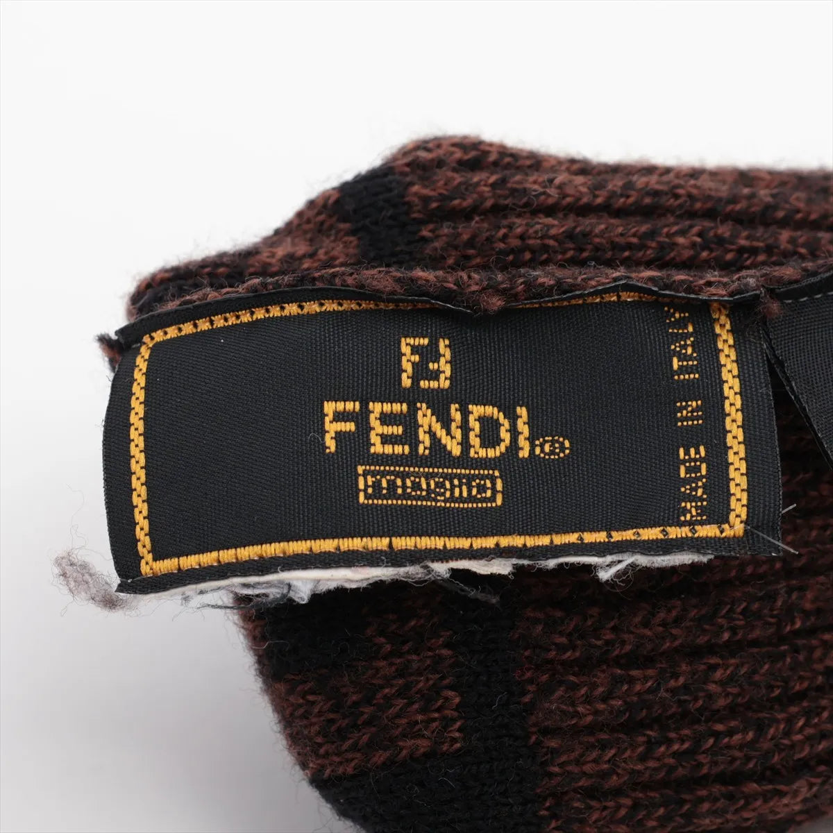 Fendi Zucca Knit Gloves Brown