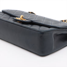 Load image into Gallery viewer, Chanel Matelassé Lambskin Leather Medium Double Flap Chain Shoulder Bag Navy Blue