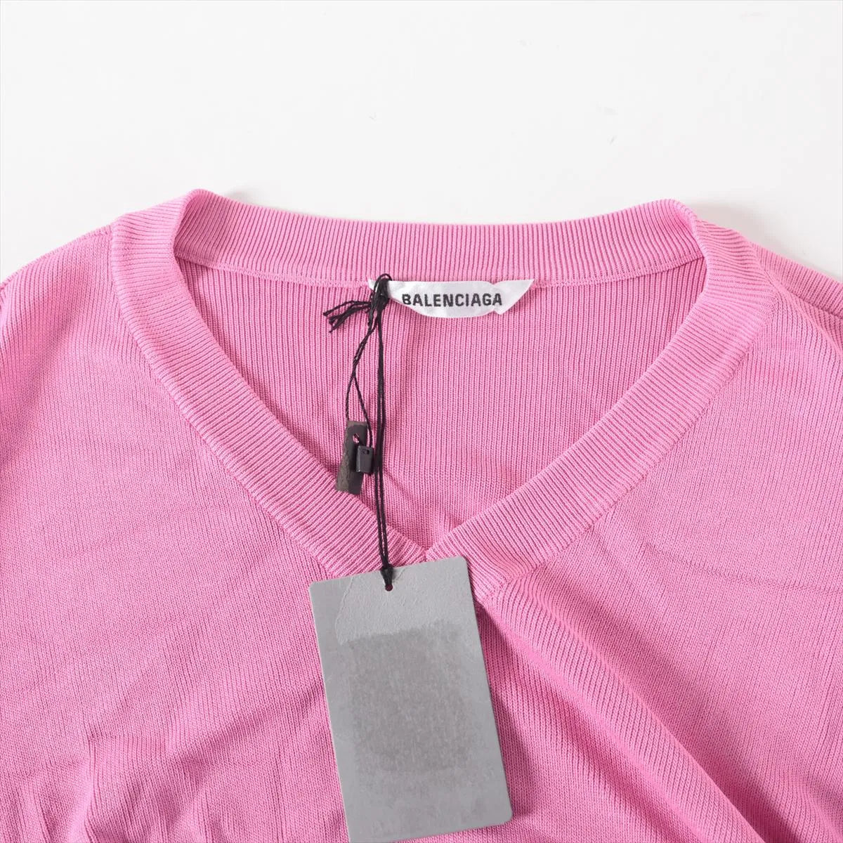 Balenciaga Rayon Nylon V-neck Knit  Long Sleeve Pink