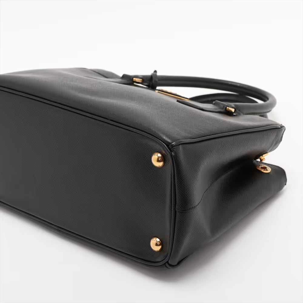 Prada Saffiano Galeria Leather Two-Way Handbag Black