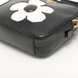 Prada Saffiano Patent Leather Shoulder Bag Black
