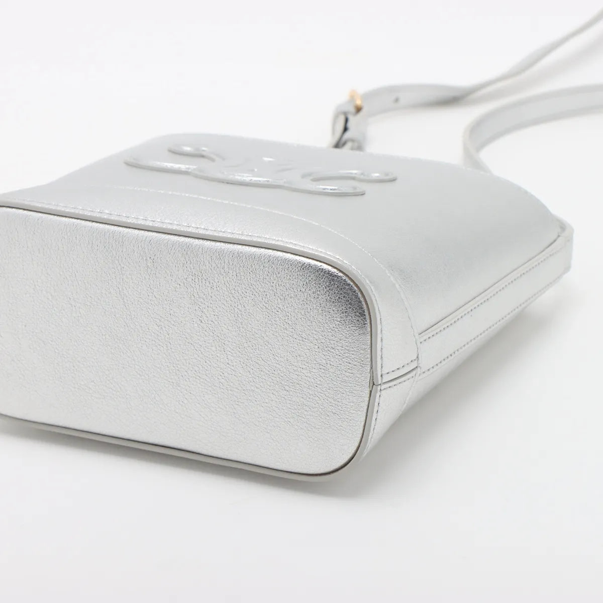Celine Triomphe Leather Bucket Bag Silver