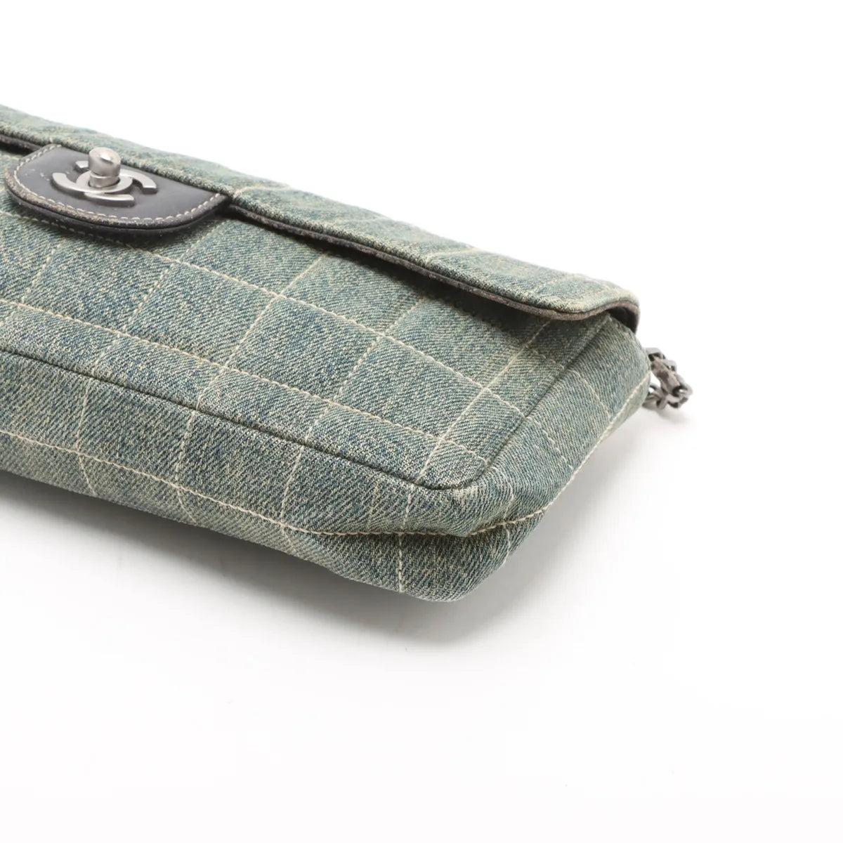 Chanel Chocolate Bar Denim Chain Shoulder Bag Blue