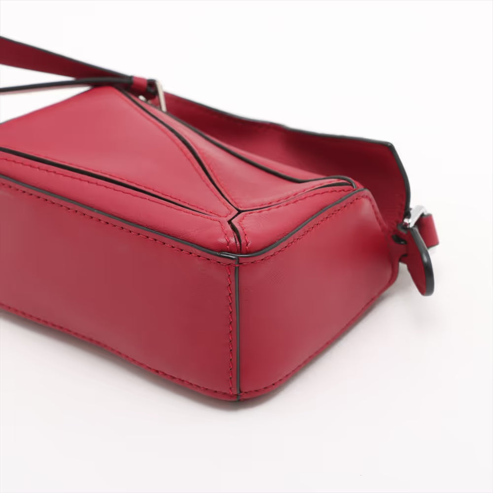 Loewe Nano Puzzle Leather Two-Way Handbag Red