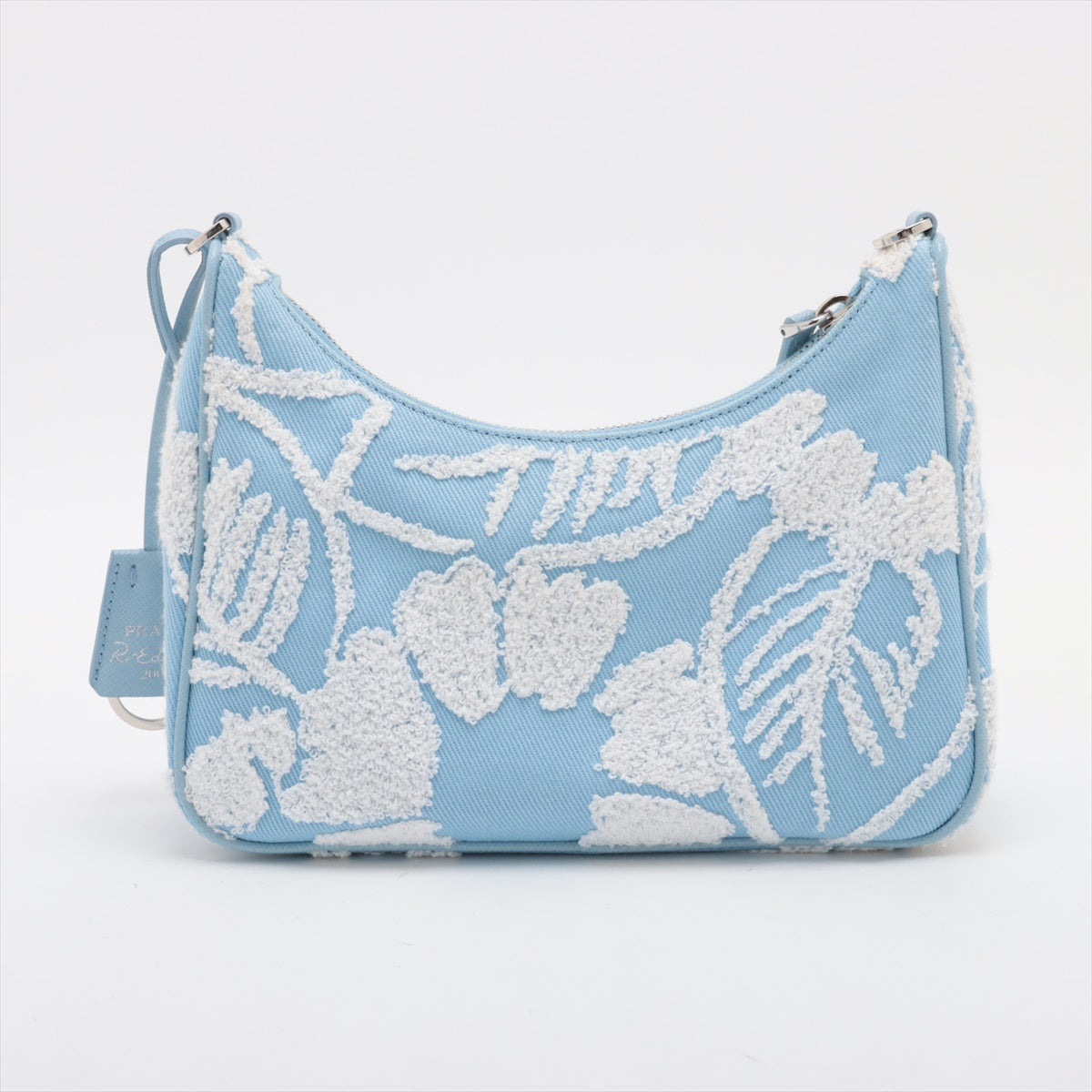 Prada Embroidered Floral Re-edition Canvas Shoulder Bag Blue *  PREORDER *