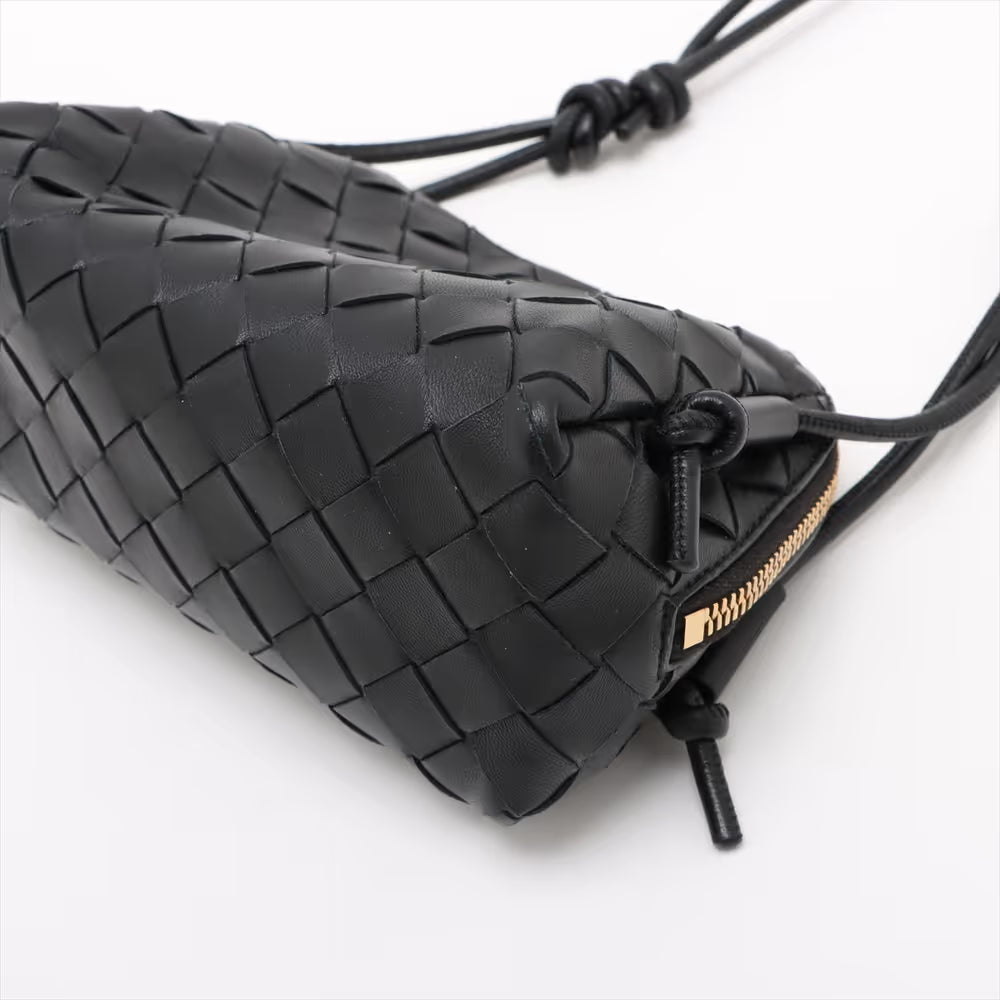 Bottega Veneta Intrecciato Mini Loop Leather Shoulder Bag Black