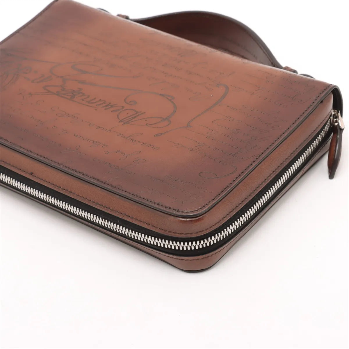 Berluti Calligraphy Leather Handbag Brown