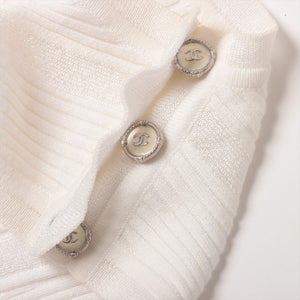 Second Hand Chanel CC Button Cotton Tank Top White