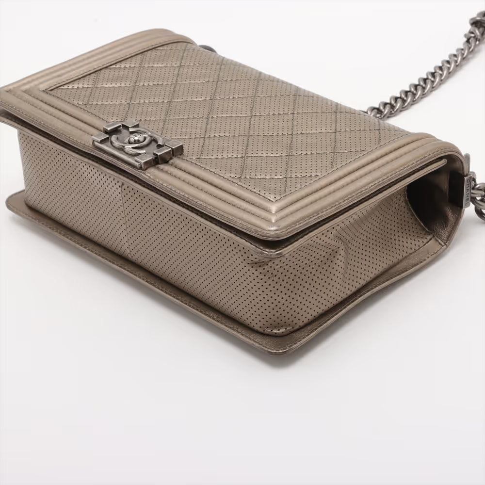 Chanel Boy 28 Large Chain Shoulder Bag Gold