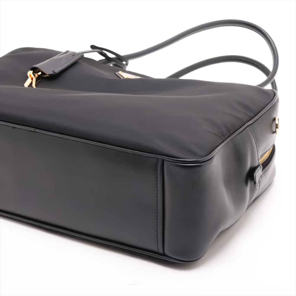 Prada Tessuto Nylon Leather Shoulder Bag Black