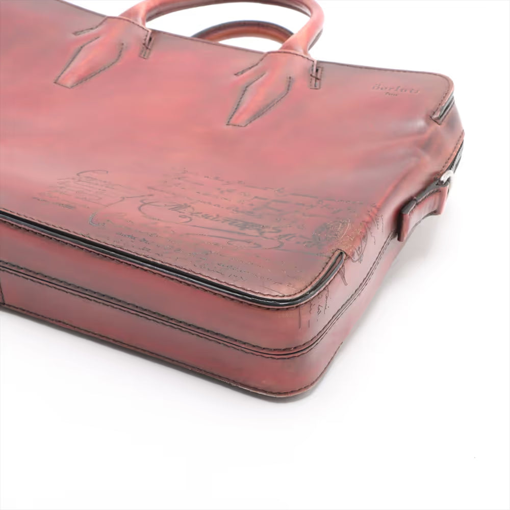 Berluti Calligraphy Profile Leather Hand bag Brown