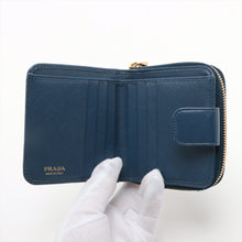 Load image into Gallery viewer, Prada Saffiano Leather Compact Wallet Blue