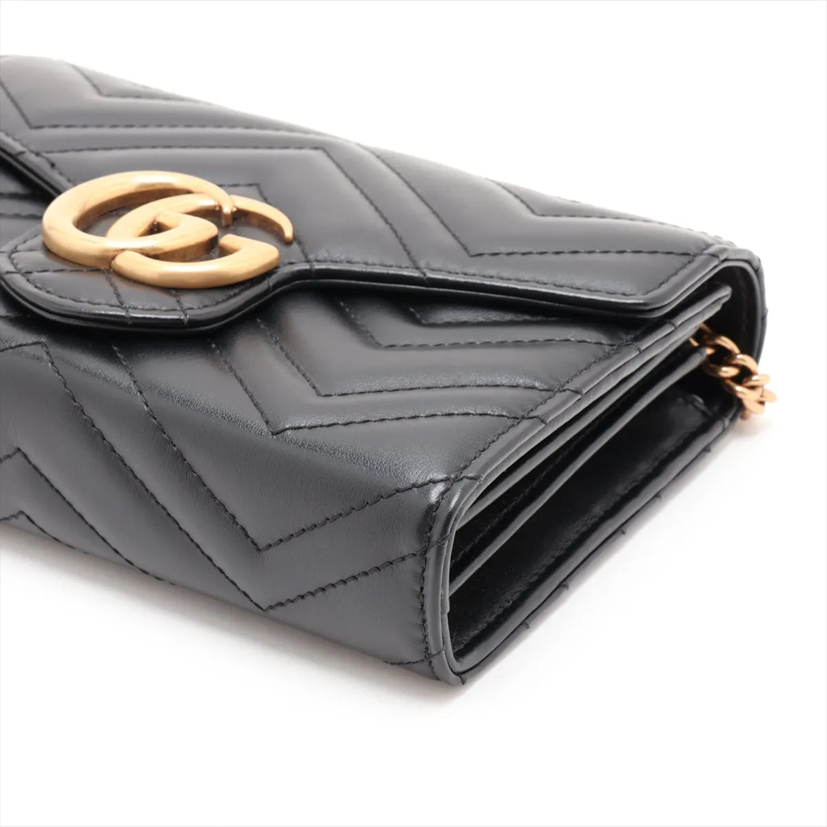Gucci GG Marmont Leather Wallet on Chain Black