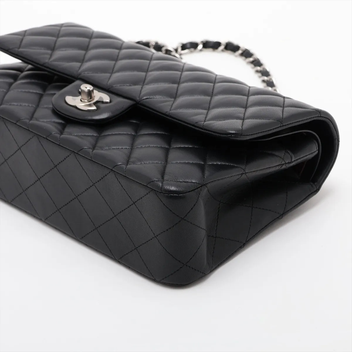 Chanel Matelasse 25 Lambskin Double Flap Double Chain Bag Black