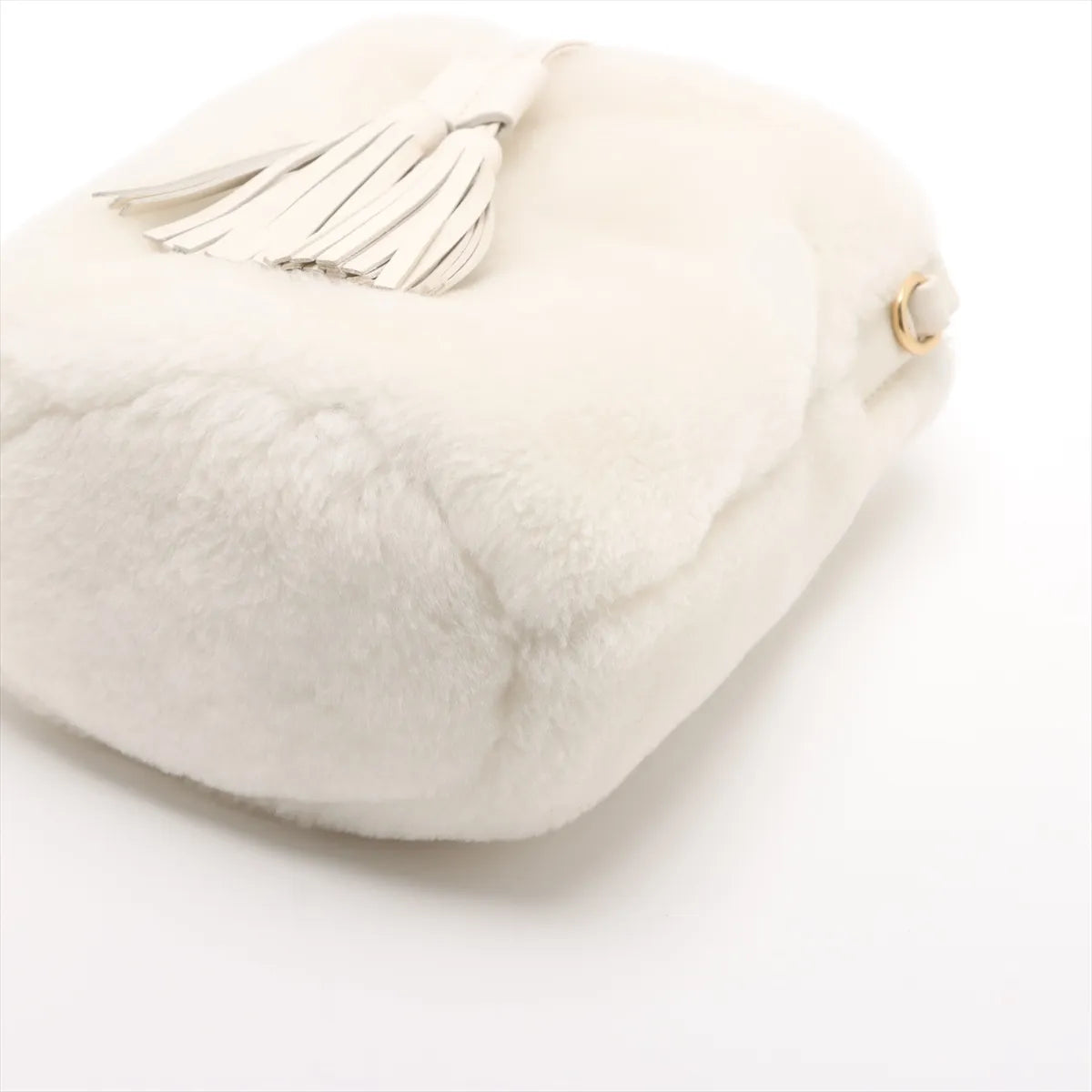 Miu Miu Fur Leather Two-Way Bucket Bag White
