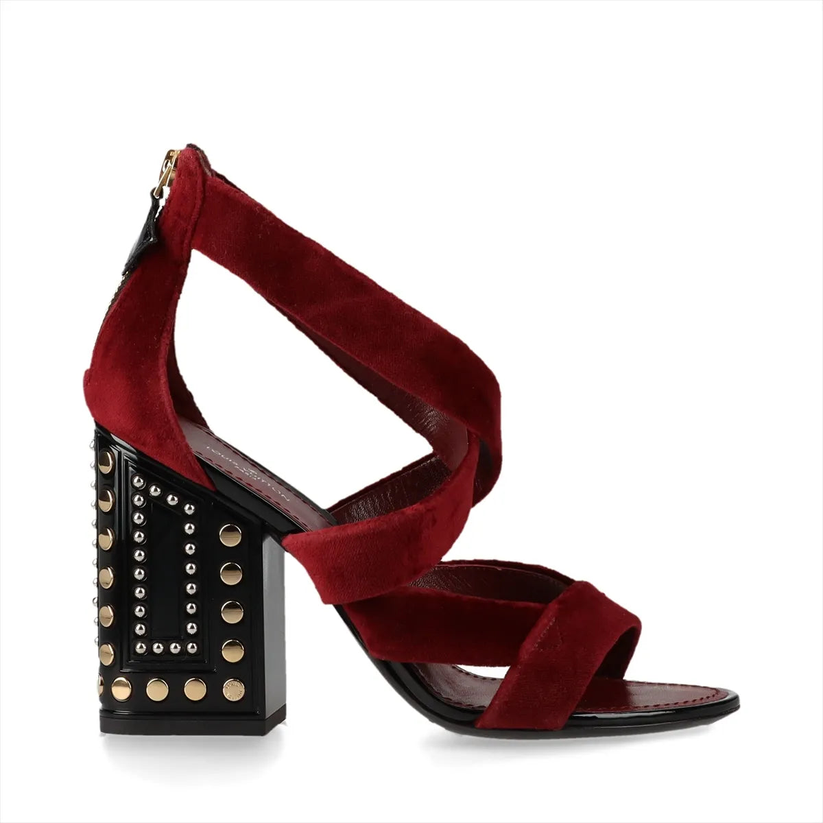 Louis Vuitton Velour Leather Sandals Bordeaux x Black