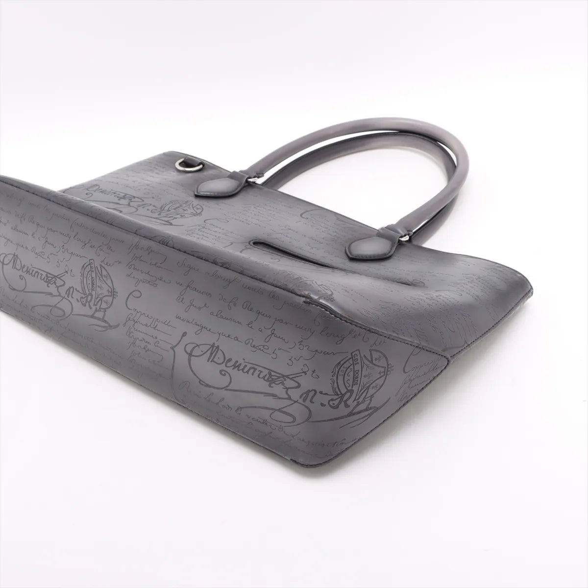Berluti Calligraphy Toujour Leather Tote Bag Gray
