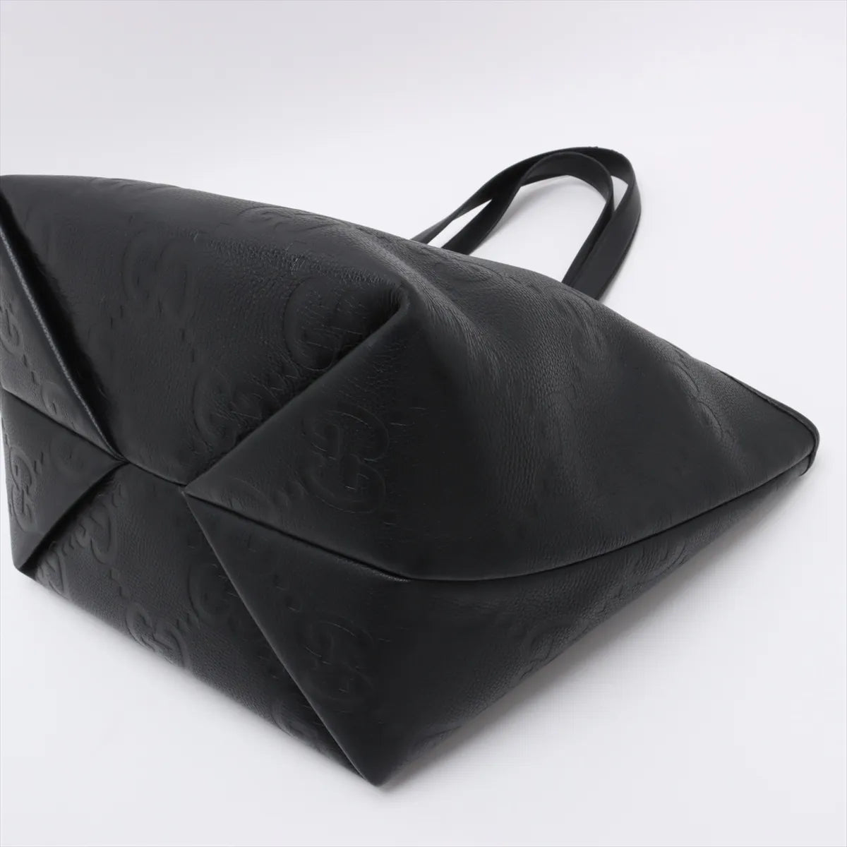 Gucci Jumbo GG Logo Leather Tote Bag Black